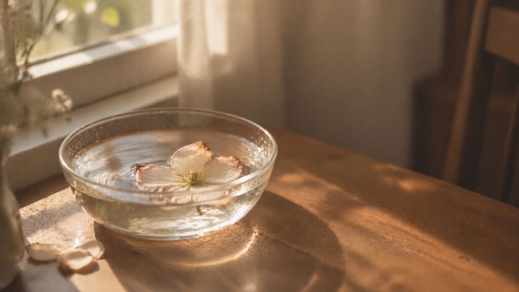 ガラスの器に浮かべた一輪の花